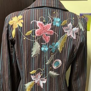 Johnny Was Brown Embroidered Duster Coat